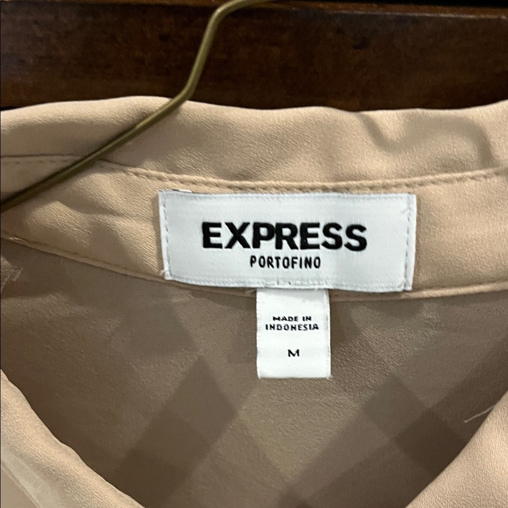 Express Women's Beige Button-Down Blouse - Picture 2 of 5